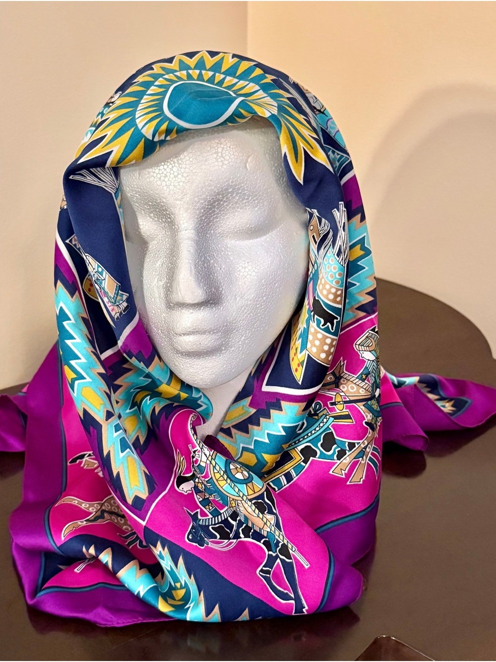 Skemo Vintage 90s Native American Aesotica Scarf by Elenor Paine 31x31